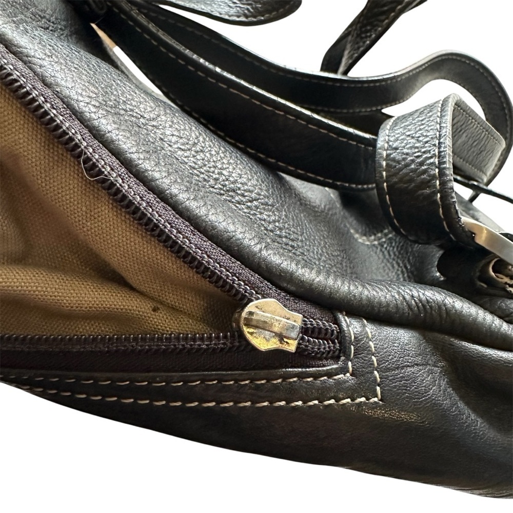 Tignanello Black Leather Stitched Backpack Purse 10 x 8.5” genuine leather - Picture 7 of 9